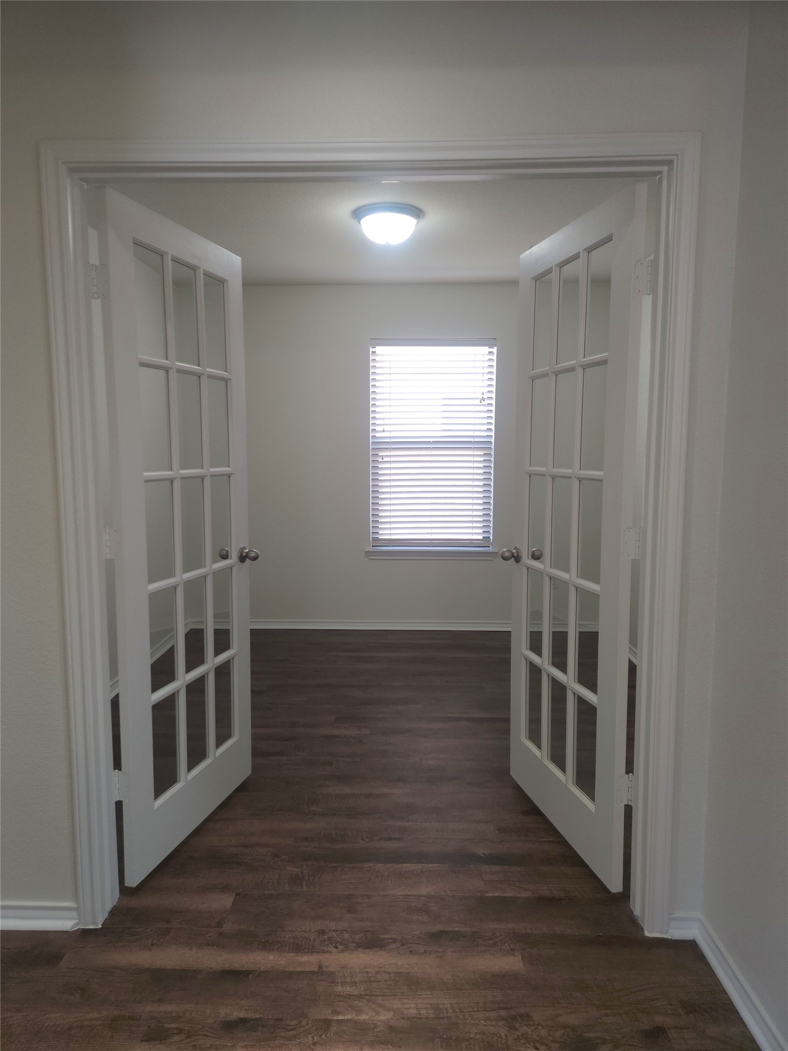 160 Rummel Drive Kyle, TX 78640 - Photo 8 of 13 Enter through elegant French doors into a versatile room with rich hardwood-style flooring.