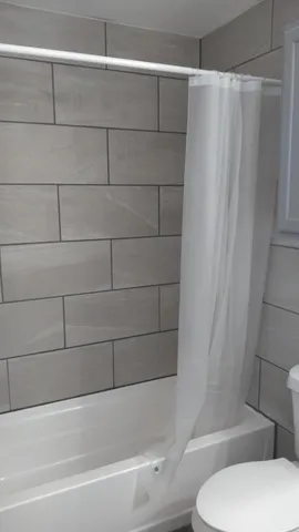 a bathroom with a toilet and a bathtub