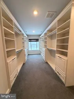 a view of an empty walk in closet