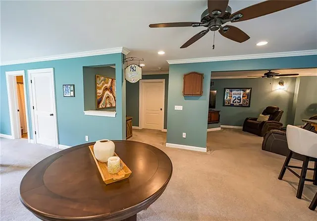 a view of a lake with a city