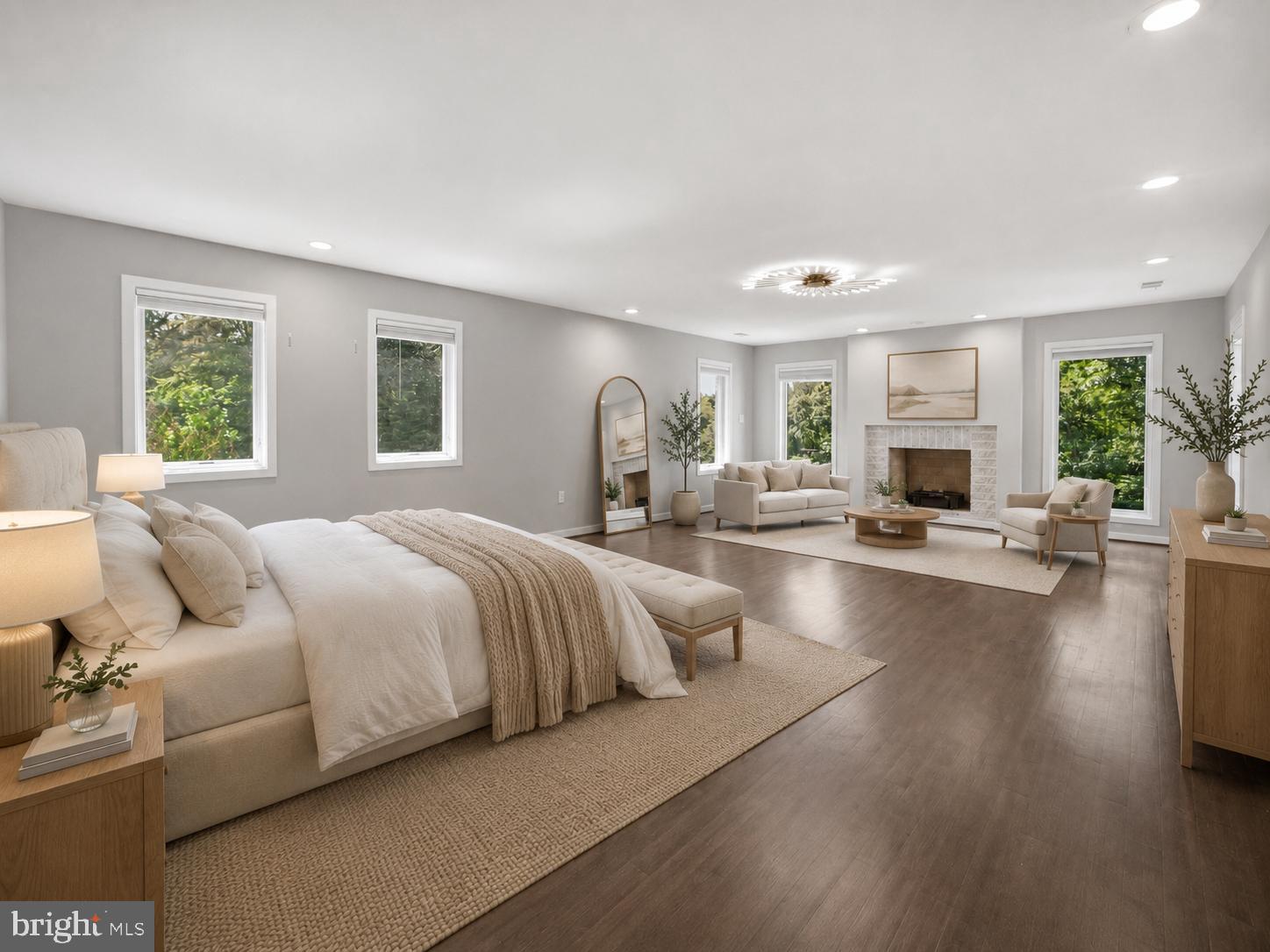 7545 Potomac Fall Road McLean, VA 22102 - Photo 75 of 104 a bedroom with a large bed couch and a large window