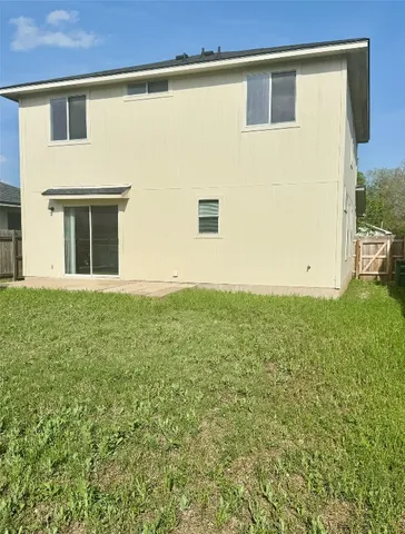 a view of a backyard with plants and large tree