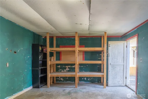 a view of a room with racks