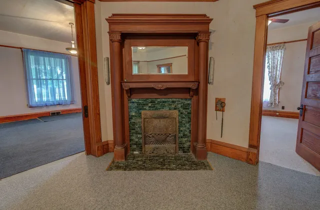 an empty room with window