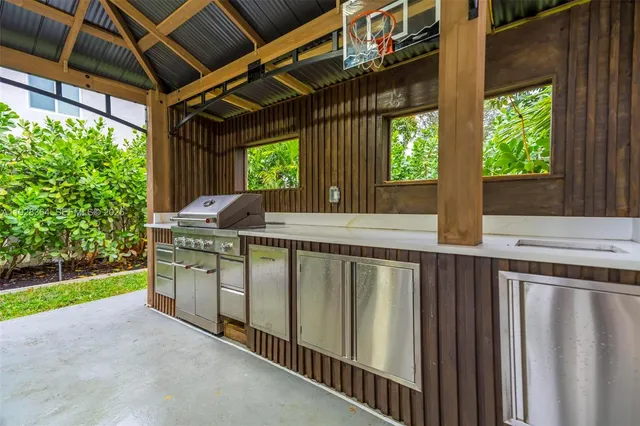 a house view with a garden space