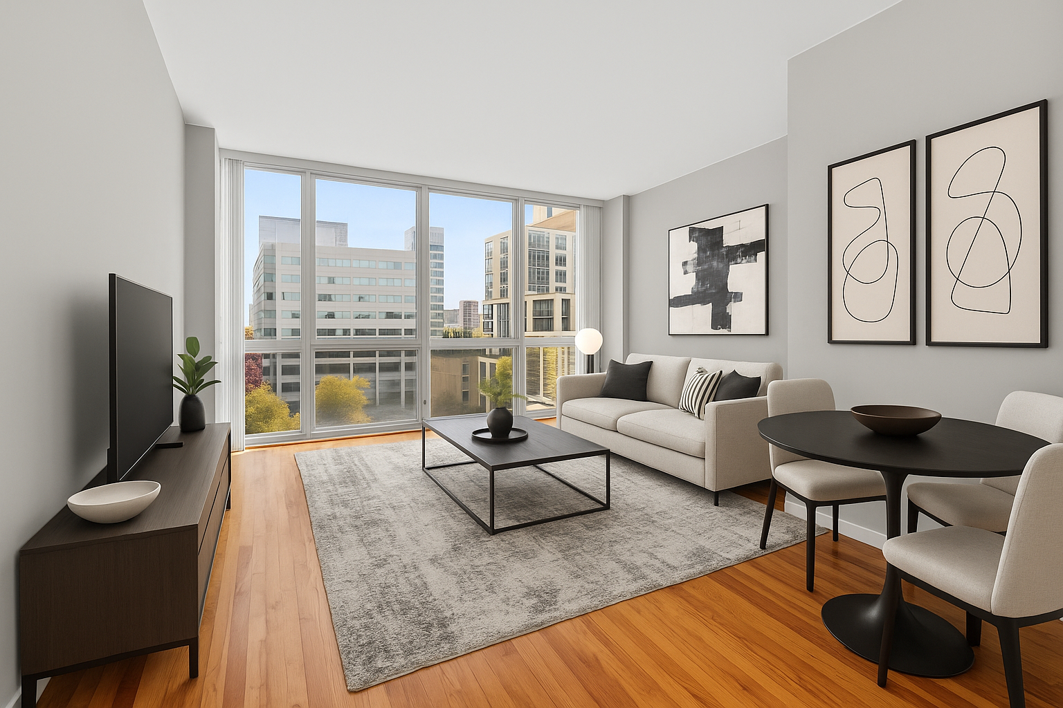 1845 South Michigan Avenue, Unit 808 Chicago, IL 60616 - Photo 2 of 14 a living room with furniture and a flat screen tv