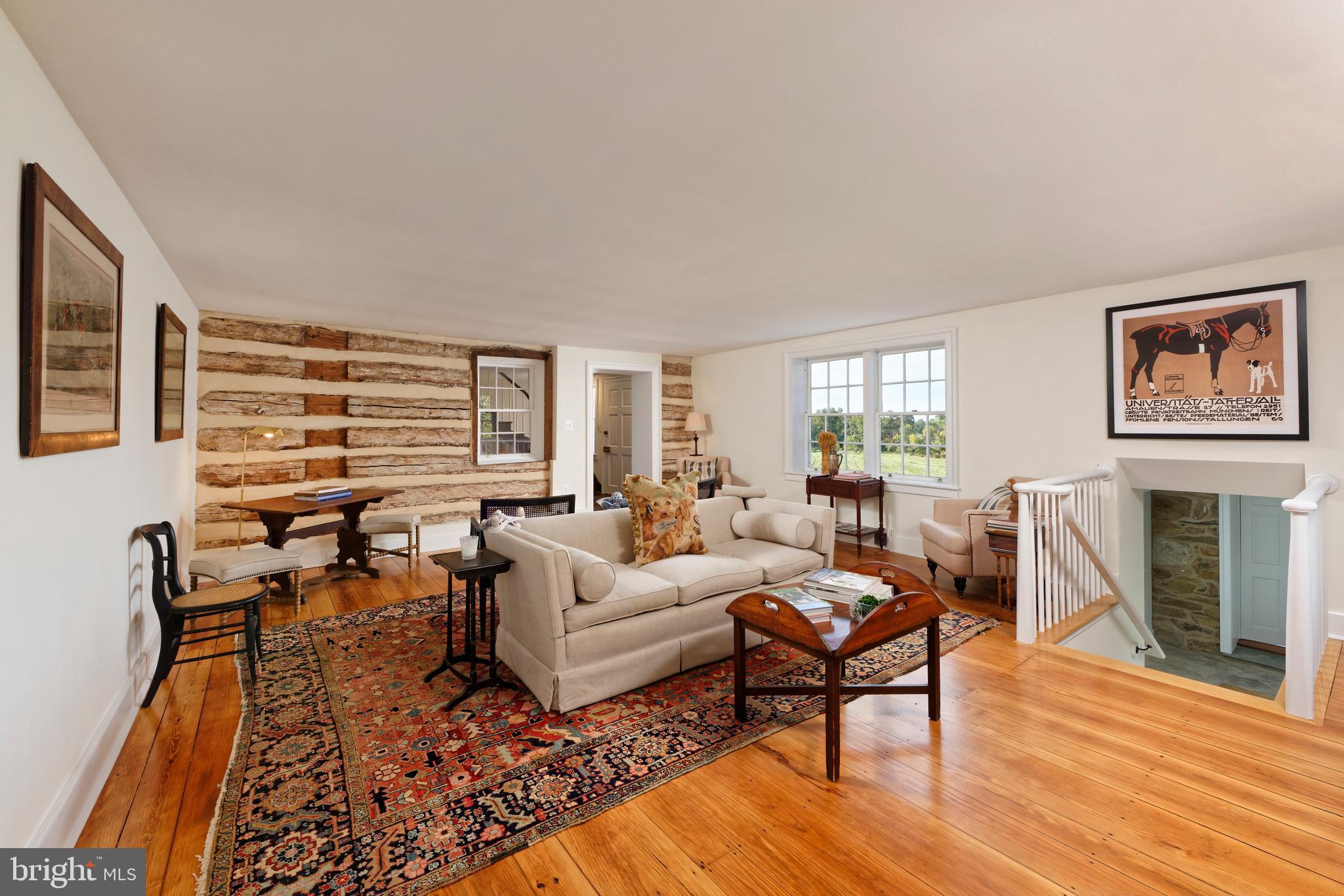 20532 Trappe Road Upperville, VA 20184 - Photo 13 of 63 Formal living room has exposed log walls
