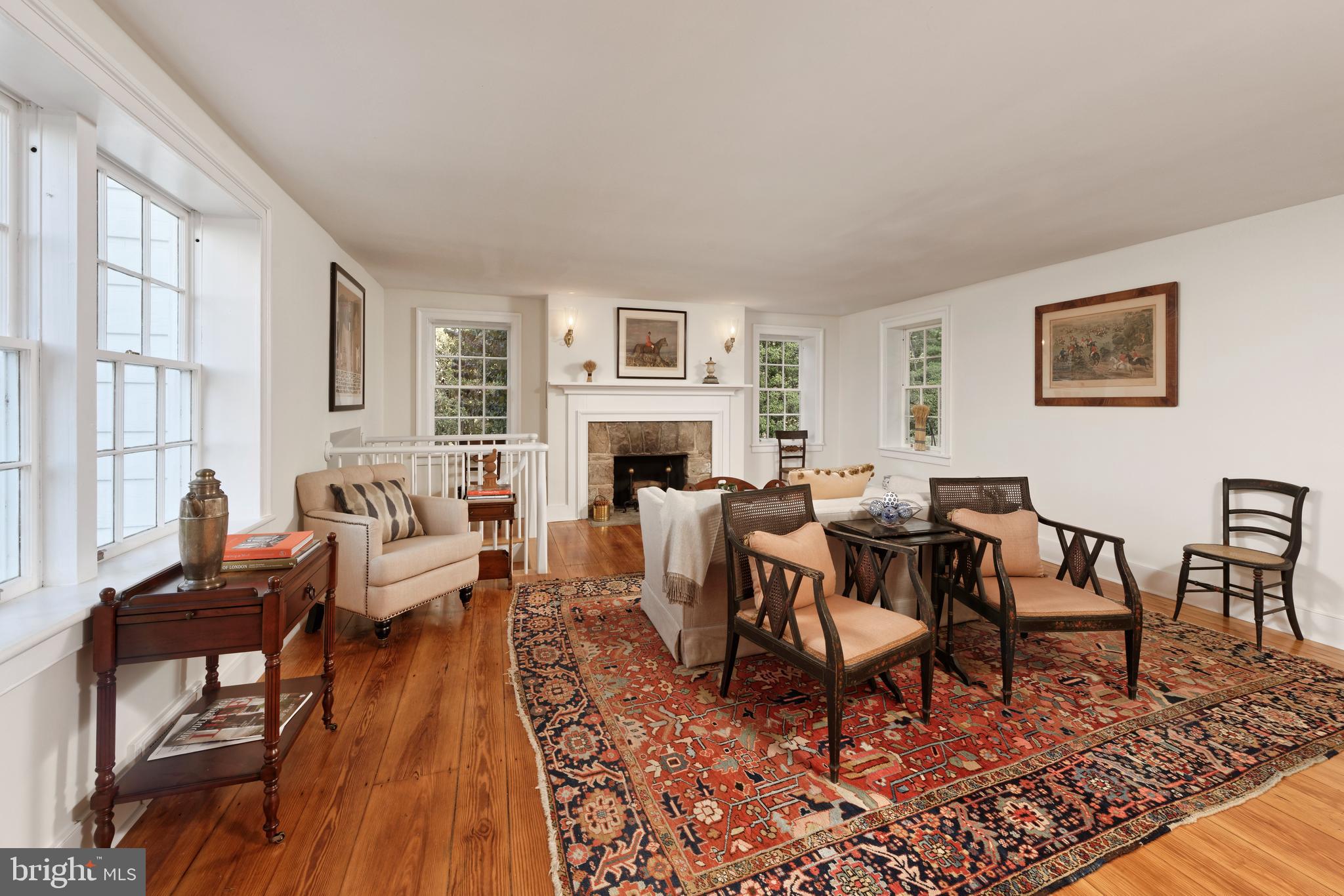 20532 Trappe Road Upperville, VA 20184 - Photo 14 of 63 Living room has fireplace & stairs down to library