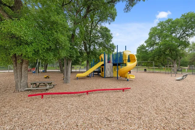 a view of a park with slides