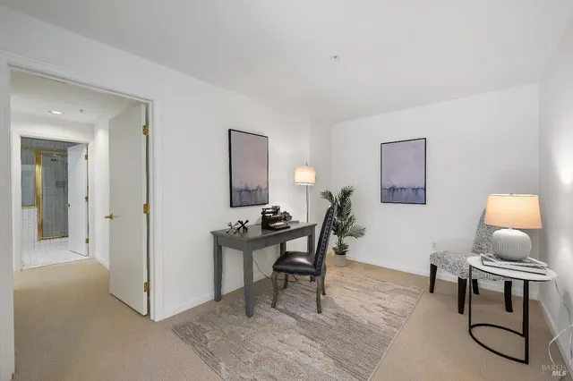 a workspace with furniture