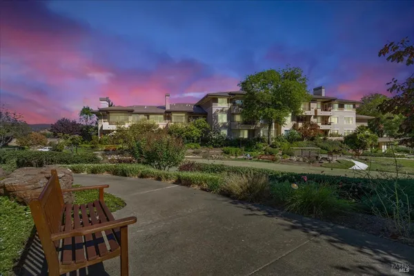 a view of a patio in backyard