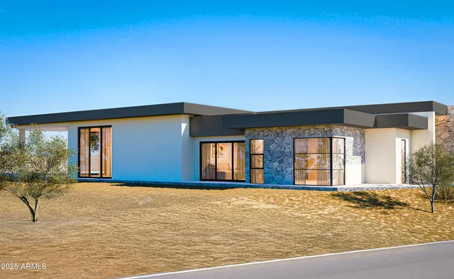 a view of a large pool with a yard