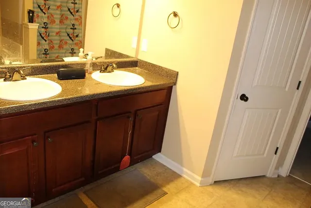 a bathroom with a bathtub