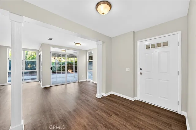 a view of livingroom with wooden floor