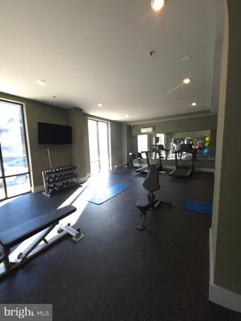 a view of a room with gym equipment