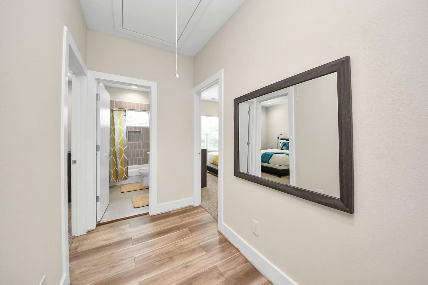 5935 Beall Street, Unit D Houston, TX 77091 - Photo 24 of 50 a view of a hallway with wooden floor and a living room