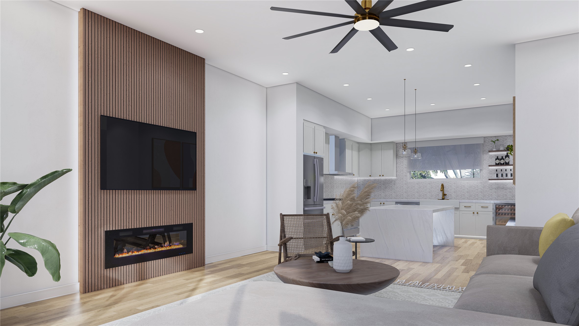 1034 West 17th Street, Unit D Houston, TX 77008 - Photo 17 of 27 a living room with furniture and a fireplace