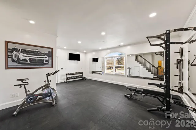 a view of a room with gym equipment
