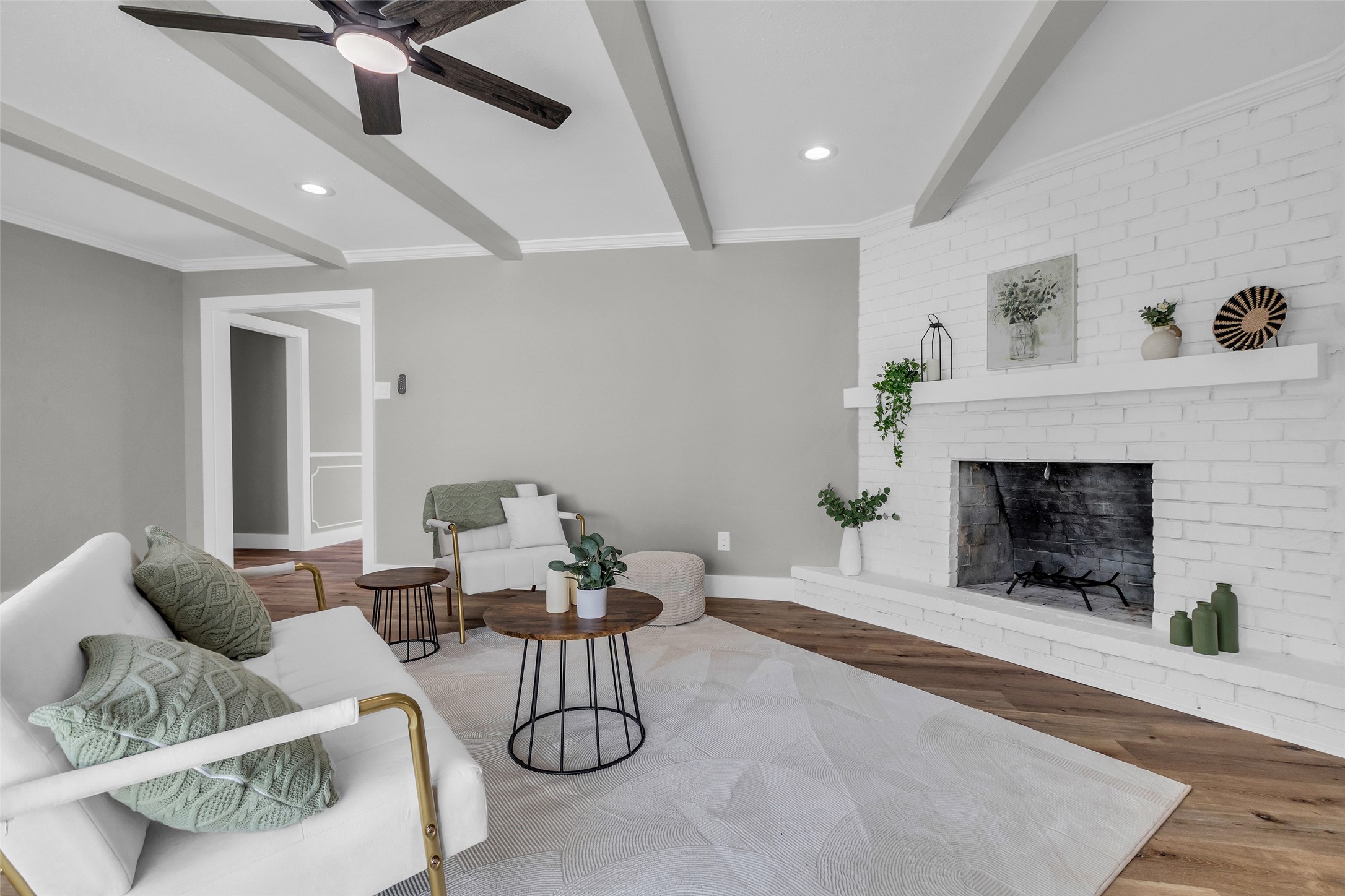 3518 Shore Shadows Drive Crosby, TX 77532 - Photo 3 of 42 a living room with furniture and a fireplace
