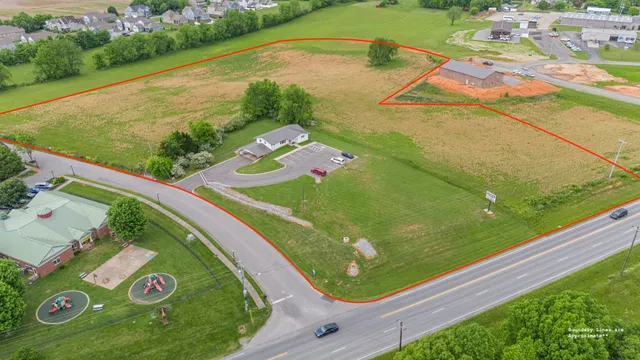 an aerial view of a house