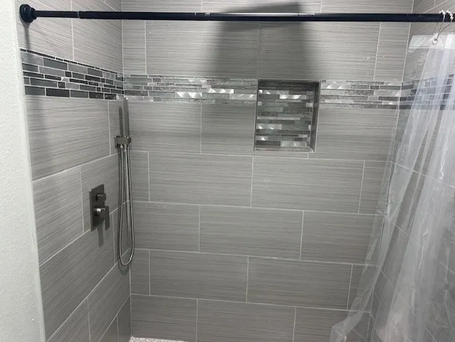 a bathroom with a shower