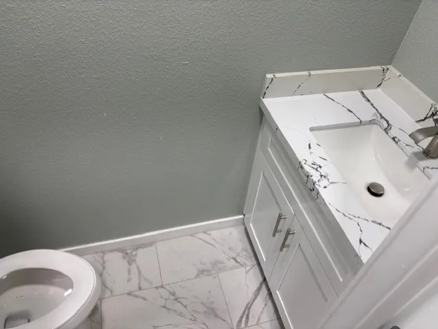 a bathroom with a sink and toilet