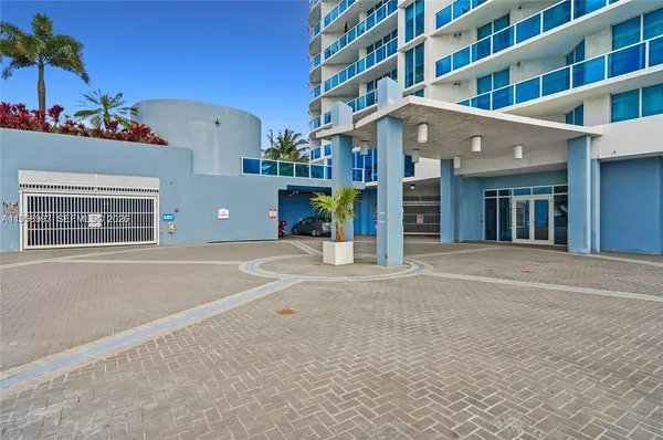 a view of an entrance of the building