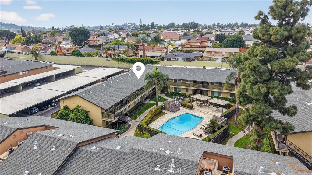 1430 West Lambert Road, Unit 384 La Habra, CA 90631 - Photo 40 of 41 an aerial view of a house with a garden