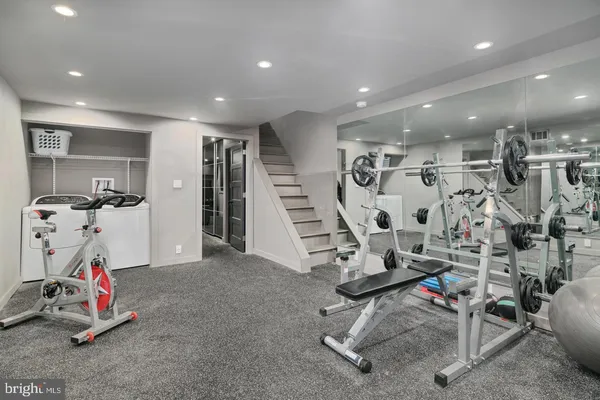a view of a room with gym equipment