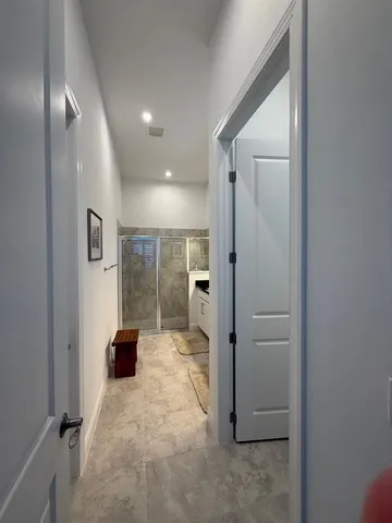 a bathroom with a bathtub