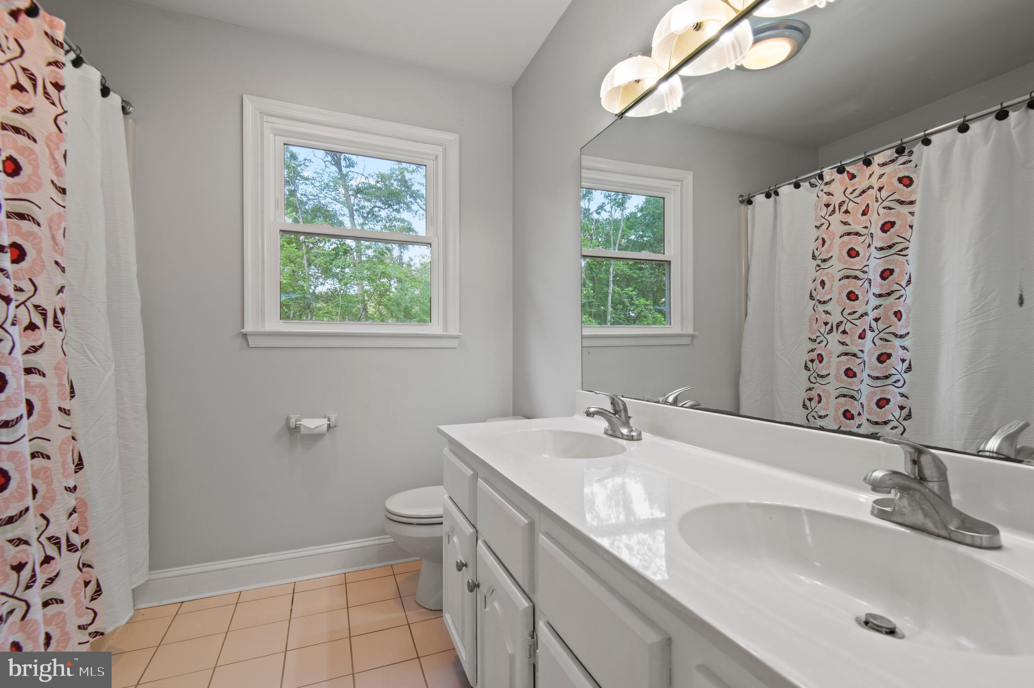 20000 Cameron Mill Road Parkton, MD 21120 - Photo 27 of 57 a bathroom with a granite countertop sink a toilet a shower and a mirror