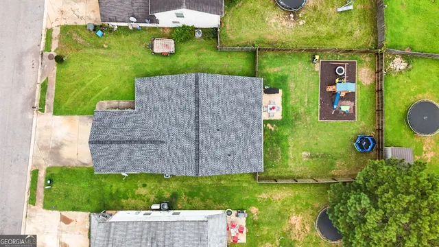 an aerial view of a house