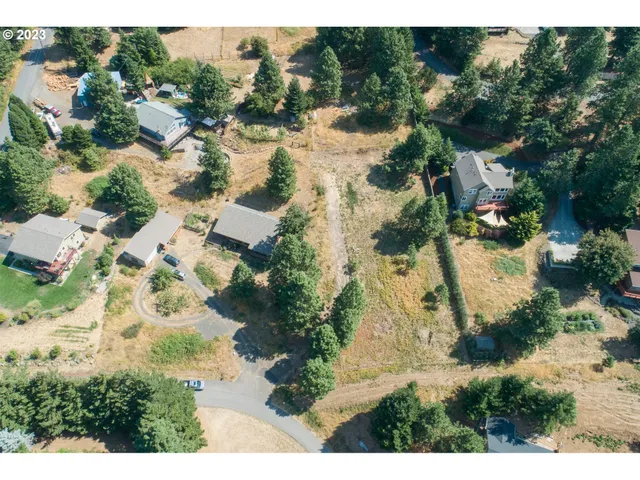 an aerial view of residential house with yard and lake view