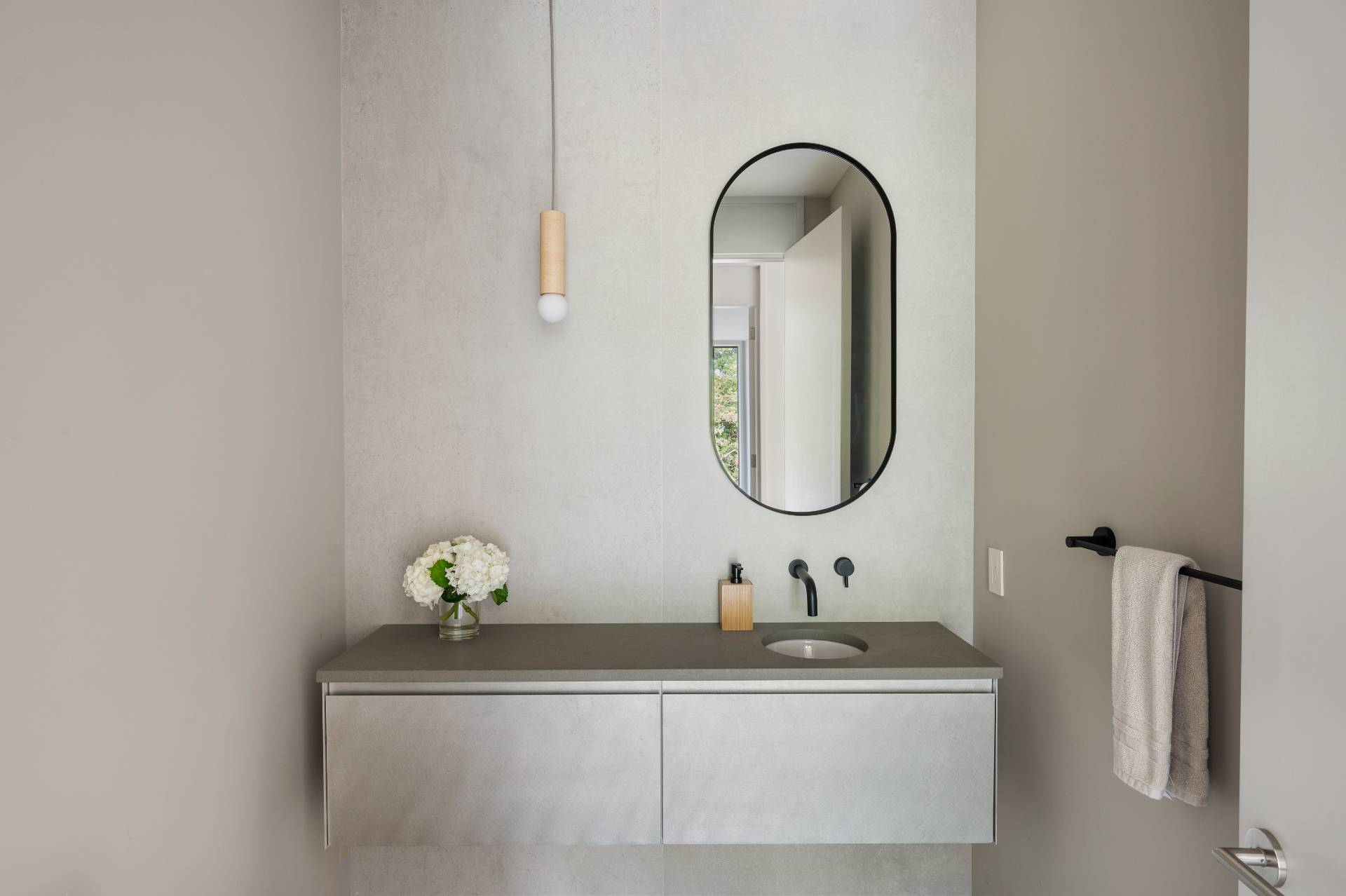 232 Kings Point Road East Hampton, NY 11937 - Photo 10 of 37 a bathroom with a granite countertop sink and a mirror
