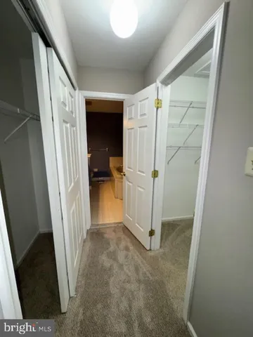 a view of a room with racks on the wall