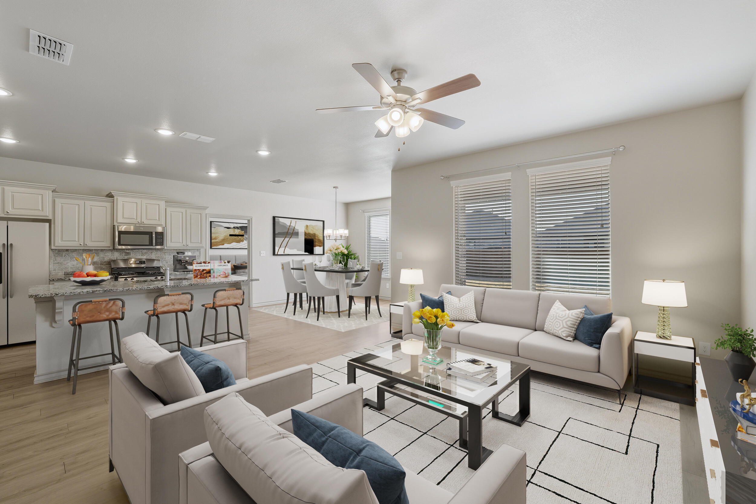 7103 22nd Street Lubbock, TX 79407 - Photo 5 of 30 a living room with furniture kitchen view and a large window