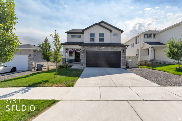 1713 South Windemere Road Santaquin, UT 84655 - Photo 35 of 40 Contemporary two-story residence featuring a smooth stucco and stacked stone facade