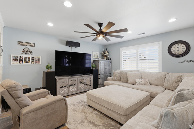 1652 West 800 South Lehi, UT 84043 - Photo 4 of 27 Living area with ceiling fan and recessed lighting