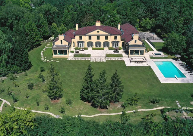 an aerial view of a house