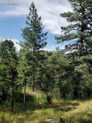 an aerial view of a house with swimming pool and red outdoor space