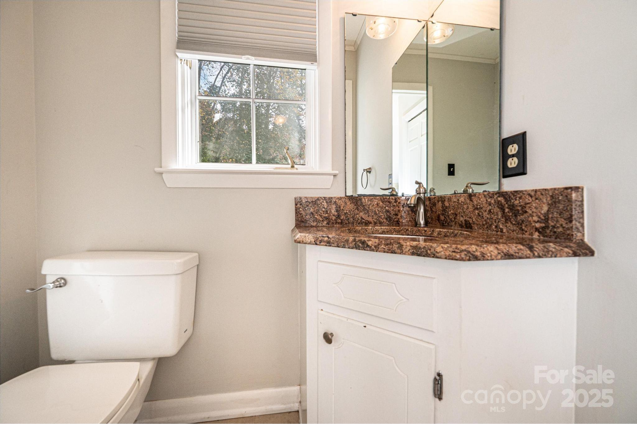 710 4th Avenue Northeast Conover, NC 28613 - Photo 10 of 33 a bathroom with a granite countertop toilet sink and mirror