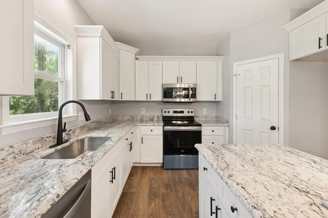 an aerial view of a house