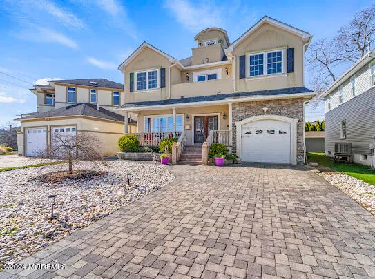a view of a balcony with wooden floor