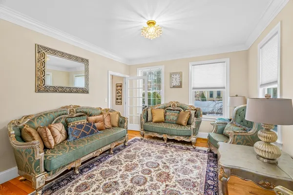 a living room with furniture and a couch