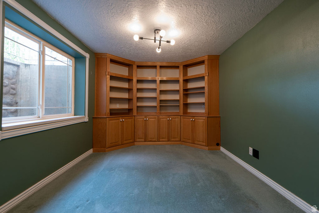 875 East 1300th Street North Mapleton, UT 84664 - Photo 39 of 65 Unfurnished room featuring carpet floors, a textured ceiling, and built in features