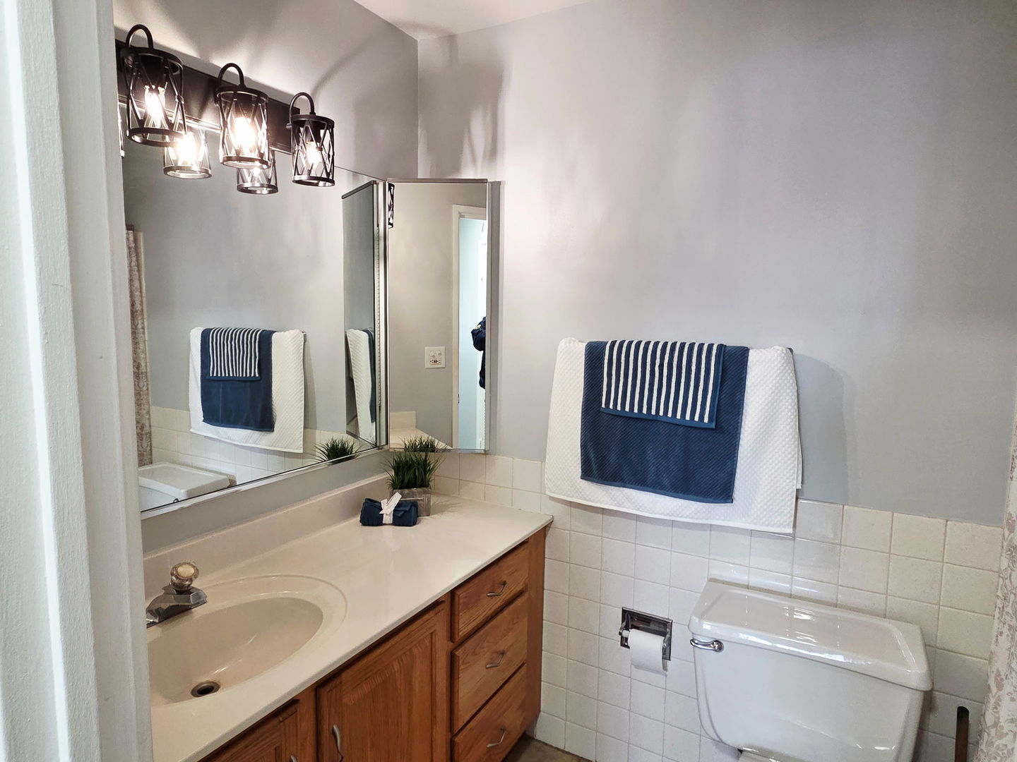 1217 South Old Wilke Road, Unit 201 Rolling Meadows, IL 60005 - Photo 13 of 26 a bathroom with a sink vanity granite toilet and a mirror
