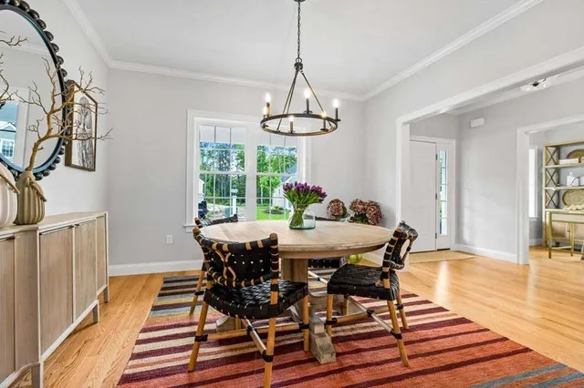a view of a table and chairs in patio