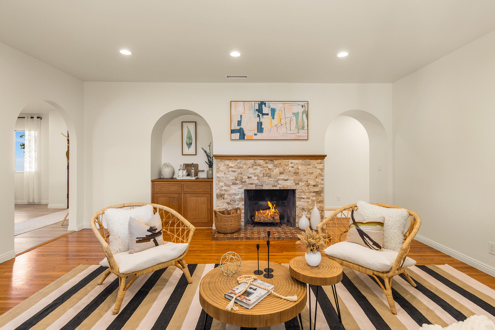1068 Cuyama Road Ojai, CA 93023 - Photo 7 of 43 a living room with furniture and a fireplace
