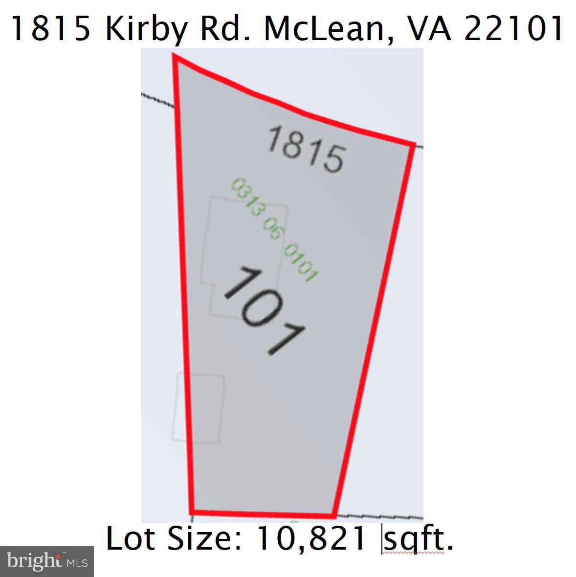 1815 Kirby Road McLean, VA 22101 - Photo 1 of 1 Lot Dimensions - SOURCE:FX County Property Records