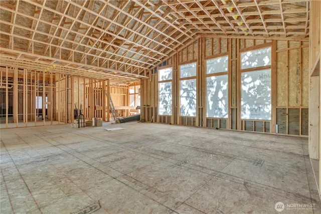 a view of a building with a garden